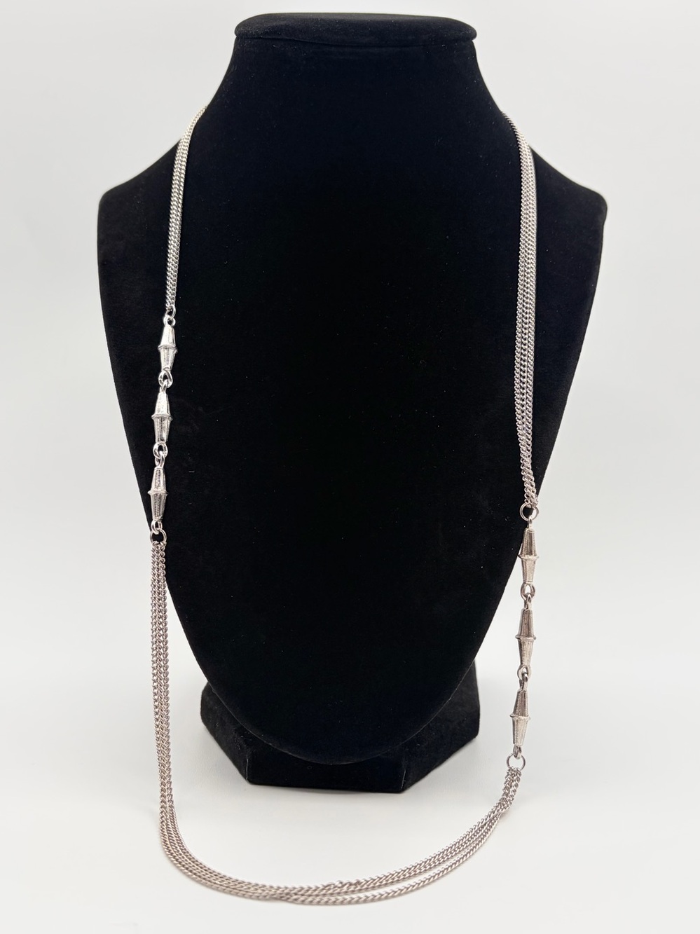 Vendome Coro Silver Tone Layered Multi Chain Statement Necklace Signed